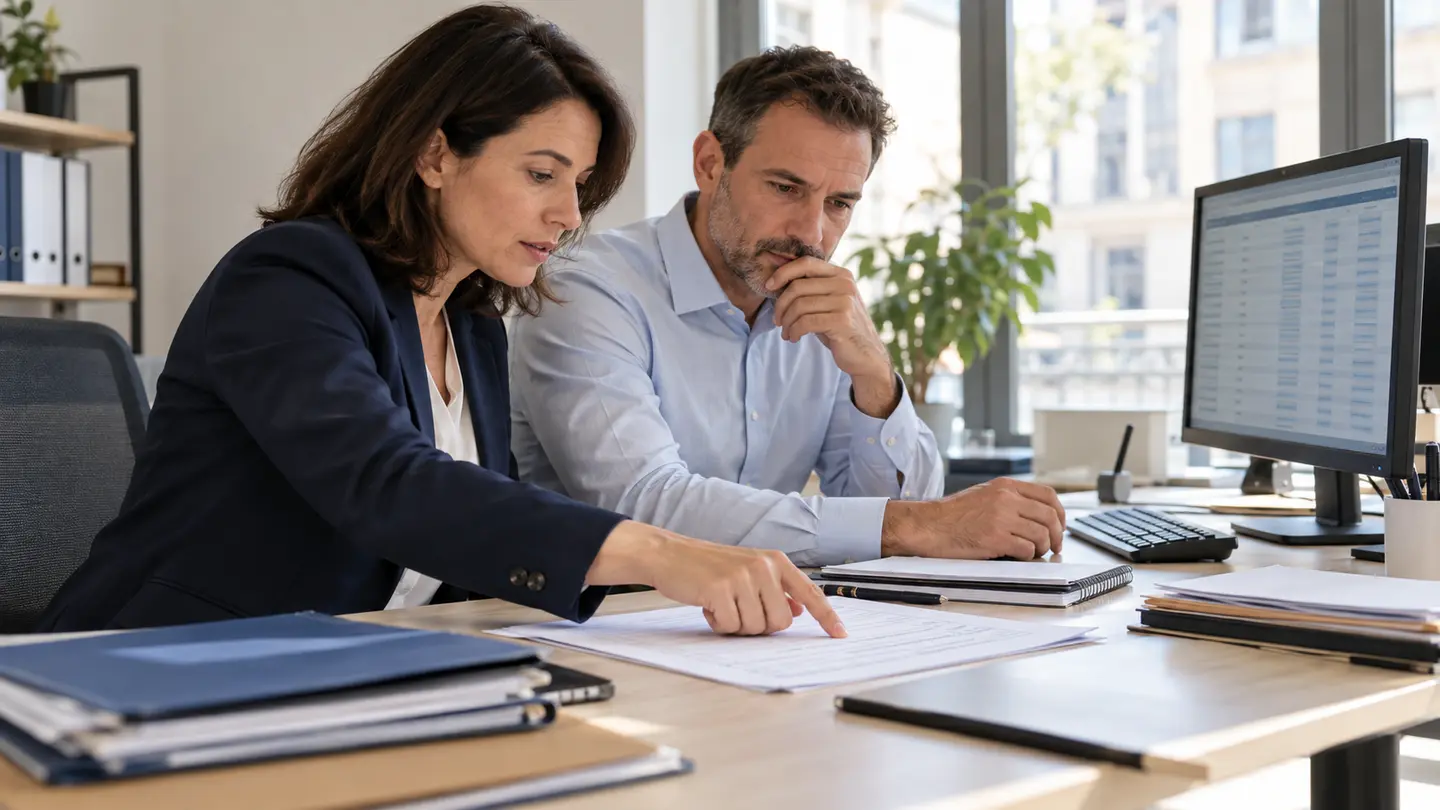 A data protection lead and a colleague compare a processing register with actual organisational practices.